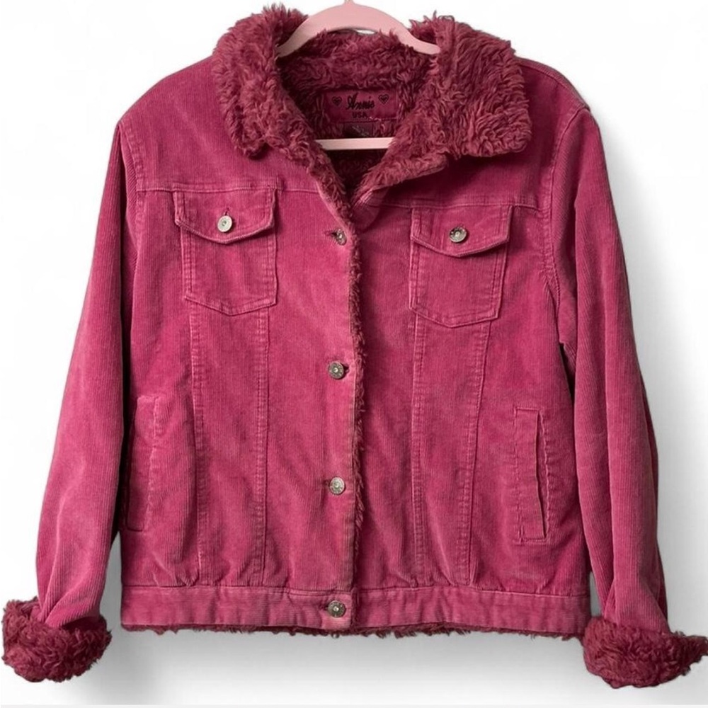 Annie USA Corduroy Pink Teddy Sherpa Jacket